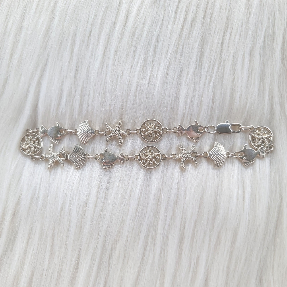 Ocean Themed Silver Sea Life Charm Bracelet